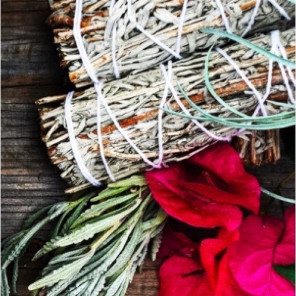 Single Sage Smudge Stick & Dried Herbs. - Picture 2 of 2